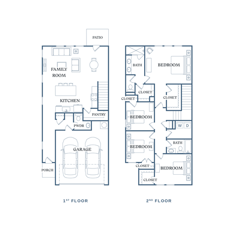 Floor plan for 4 beds, 2.5 baths, 1871 sqft
